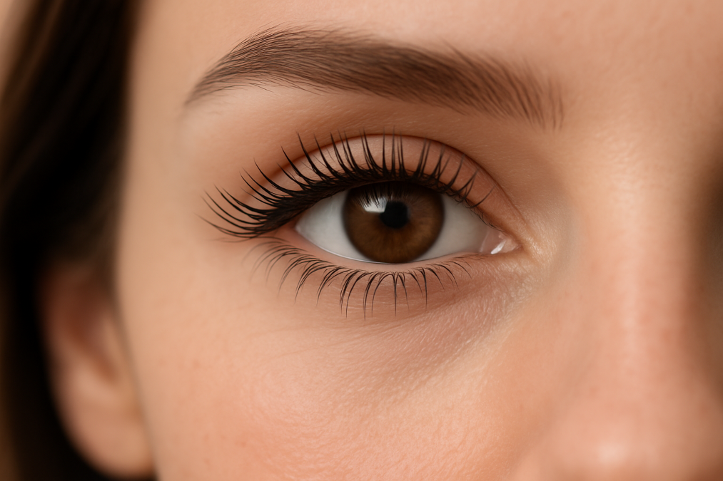 Est ce que les cils repoussent, gros plan d’un œil féminin aux longs cils naturels illustrant la repousse, la santé et la vitalité du regard